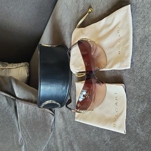 EUC Bulgari Smoke & Gold crystal sunglasses 6061-B w/ case; cloth  dustbag $1500